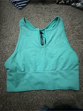 Pink Active Green Crop Tank Sports Bra